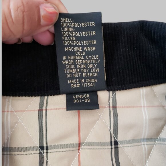 Sun Moda Diamond Quilted Vest With Black Corduroy Collar Cream & Blk Large - Picture 4 of 10